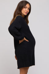 Black Maternity Mini Sweater Dress