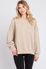 Beige Dropped Shoulder Maternity Sweatshirt