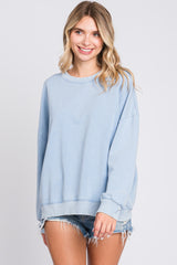 Blue Dropped Shoulder Sweatshirt