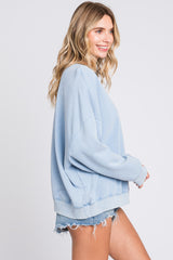 Blue Dropped Shoulder Sweatshirt