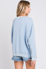 Blue Dropped Shoulder Sweatshirt