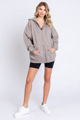 Taupe Hooded Maternity Jacket