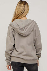 Taupe Hooded Maternity Jacket