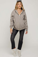 Taupe Hooded Maternity Jacket