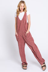 Mauve Corduroy Wide Leg Overalls