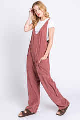 Mauve Corduroy Wide Leg Overalls