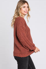 Camel Knit Puff Sleeve Sweater