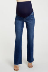 Navy Blue Raw Hem Bootcut Maternity Jeans