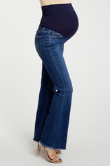 Navy Blue Raw Hem Bootcut Maternity Jeans