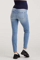 Light Blue Cropped Skinny Maternity Jeans