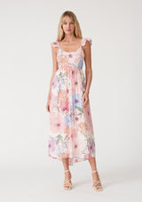 Ivory Floral Tie Back Maternity Maxi Dress