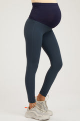 Blue Grey Maternity Active Leggings