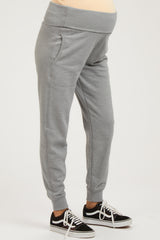 Heather Grey Slim Fit Maternity Joggers