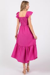 Magenta Sleeveless Smocked Tiered Dress