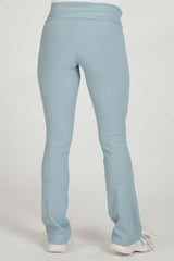 Light Blue Ribbed Foldover Maternity Flared Pants