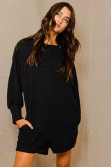 Black Dolman Sleeve Maternity Romper