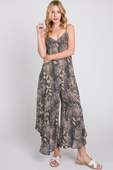 Charcoal Floral Asymmetrical Hem Maternity Jumpsuit