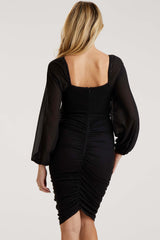 Black Cutout Ruched Maternity Dress