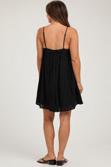 Black Sleeveless Deep V-Neck Maternity Dress