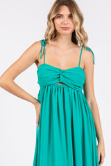 Jade Chiffon Sleeveless Cutout Front Maxi Dress