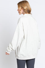 Cream Collared Pullover Sweatshirt