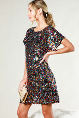 Black Multi Color Sequin Dress