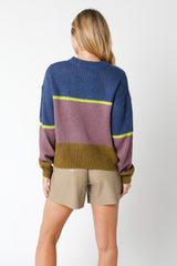 Blue Purple Colorblock Sweater