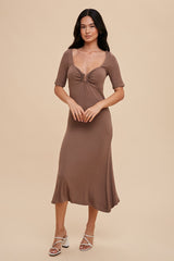 Mocha U Notched Midi Dress