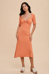 Peach U Notched Maternity Midi Dress