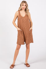 Camel Oversized Knit Maternity Romper