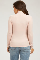 Peach Soft Turtle Neck Maternity Top