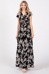 Black Floral V-Neck Maternity Maxi Dress