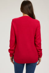 Magenta Knit Pullover Maternity Sweater