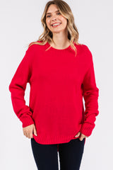 Magenta Knit Pullover Maternity Sweater