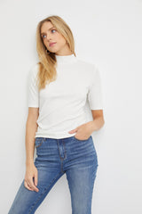 Ivory Short Sleeve Turtleneck Maternity Top