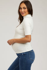 Ivory Short Sleeve Turtleneck Maternity Top