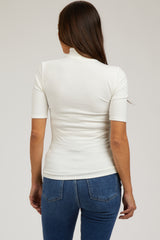 Ivory Short Sleeve Turtleneck Maternity Top