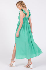 Mint Green Ruffle Strap Midi Dress