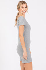 Heather Grey Fitted Short Sleeve Romper