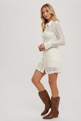 Ivory Lace Button Down Shirt Dress