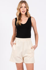 Cream Raw Edge Sweat Shorts