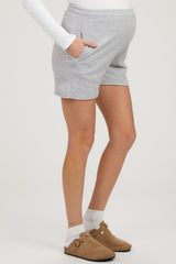 Grey Raw Edge Maternity Sweat Shorts