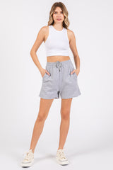 Grey Raw Edge Sweat Shorts