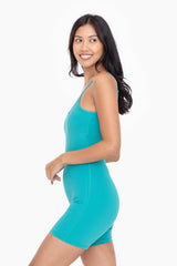 Turquoise Fitted Padded Romper
