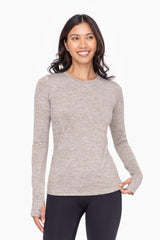 Gray Active Long Sleeve Maternity Top