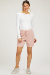 Pink Drawstring Maternity Shorts