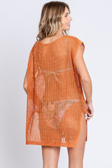 Orange Crochet Coverup Mini Dress