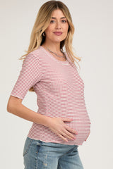 Rust Striped Short Sleeve Maternity Top