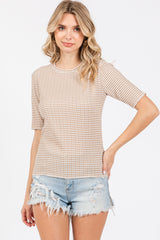 Taupe Striped Short Sleeve Top