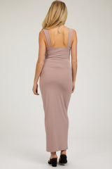 Mauve Cowl Neck Sleeveless Maternity Midi Dress